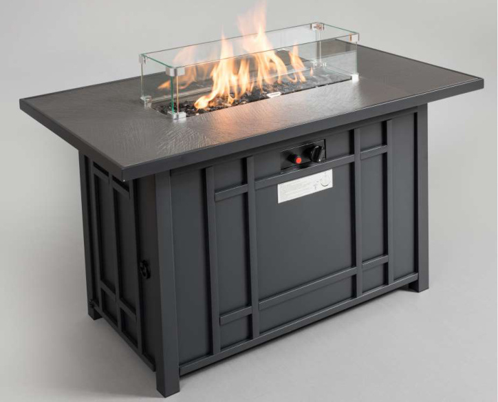 Rectangular gas fire table